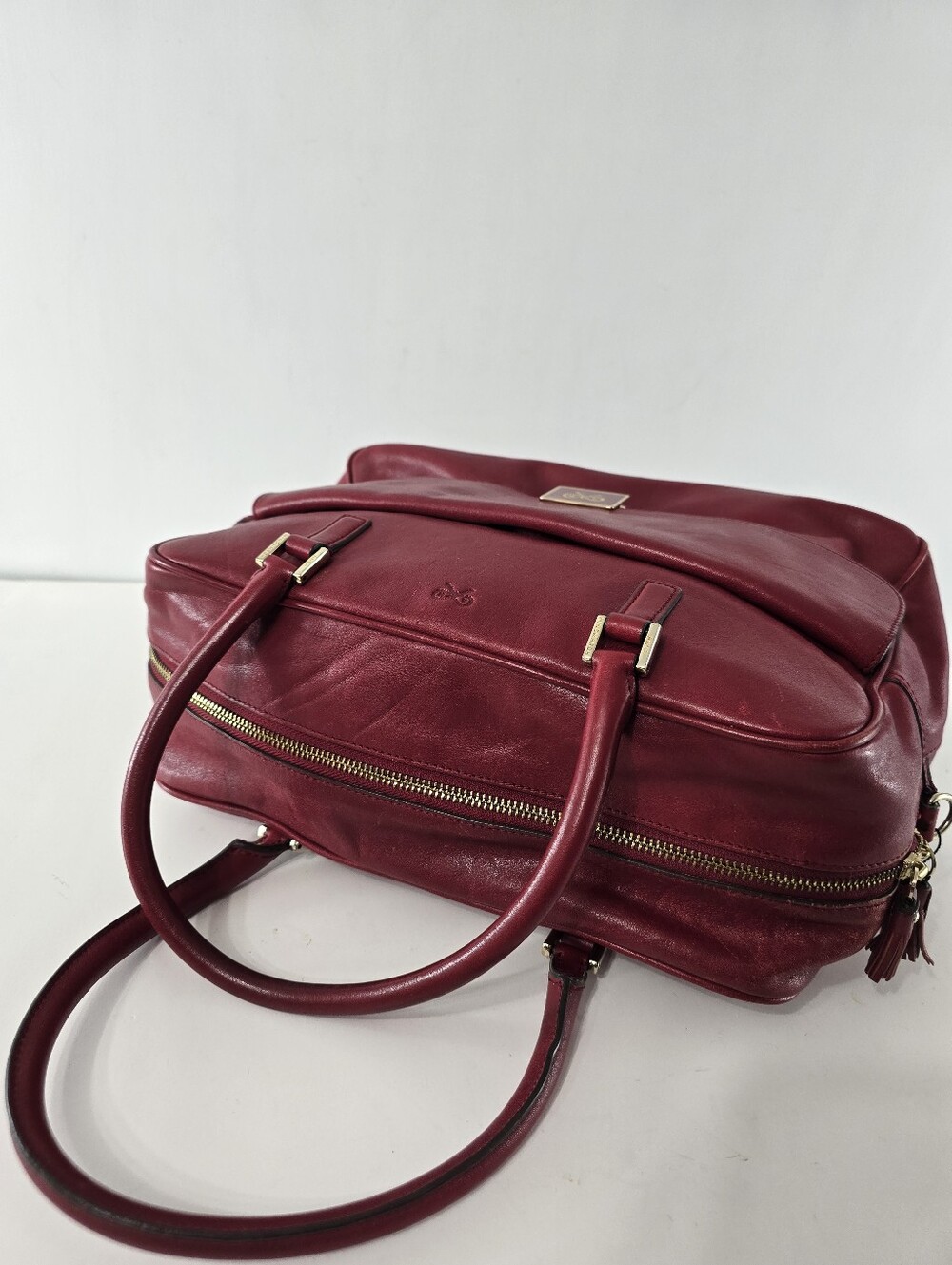 Anya Hindmarch Carker Satchel Red Leather Front Flap Pocket Handbag Bag Purse - Picture 11 of 15